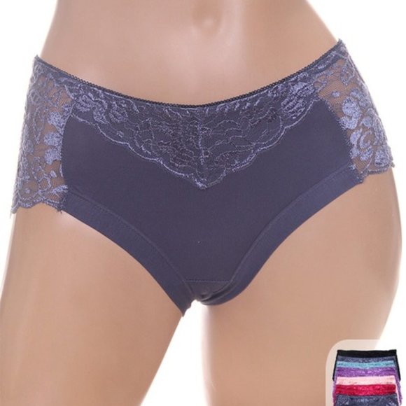 Lace Detail Panty in Navy - Picture 3 of 3